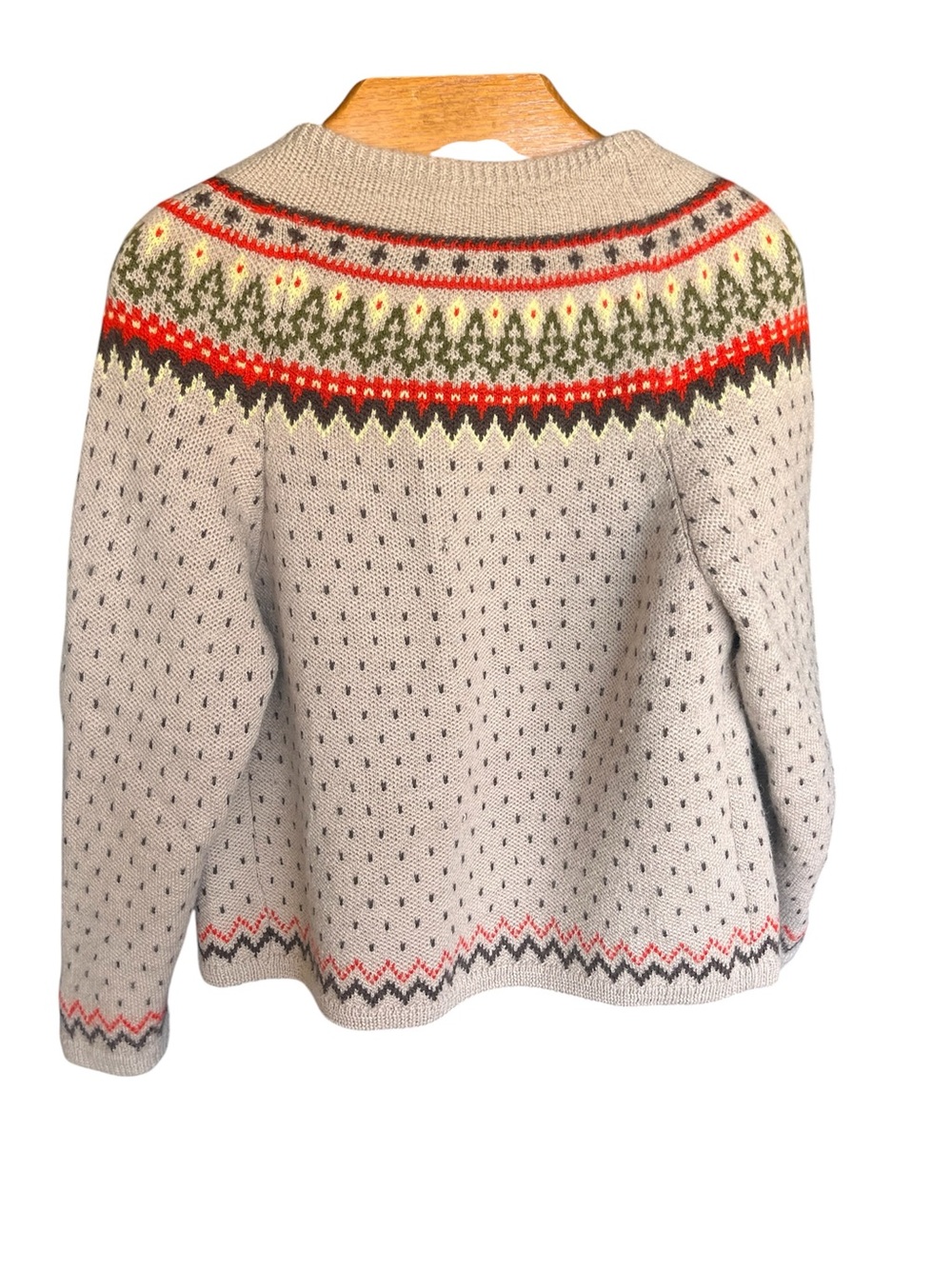 Women's Unbranded Wool Beige Fair Isle Button-Front Cardigan Cottagecore - Picture 4 of 13